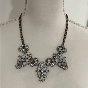 BaubleBar Silver and Gray Floral Necklace